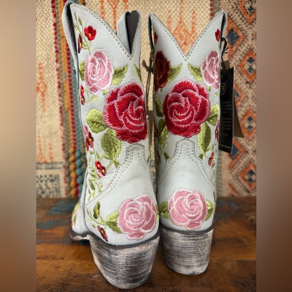 One of a kind Liberty Black Ginebra gray floral embroidered boots. New with tags - Picture 3 of 8